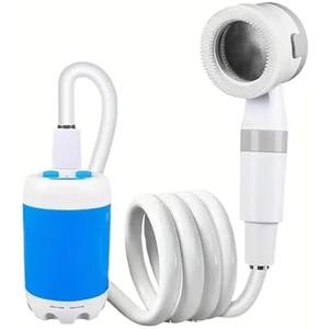 CRUMFERT Portable Shower，Outdoor dormitory bath artifact Electric Rechargeable Portable Camping Shower, simple car self-priming shower，pet Shower, Blue
