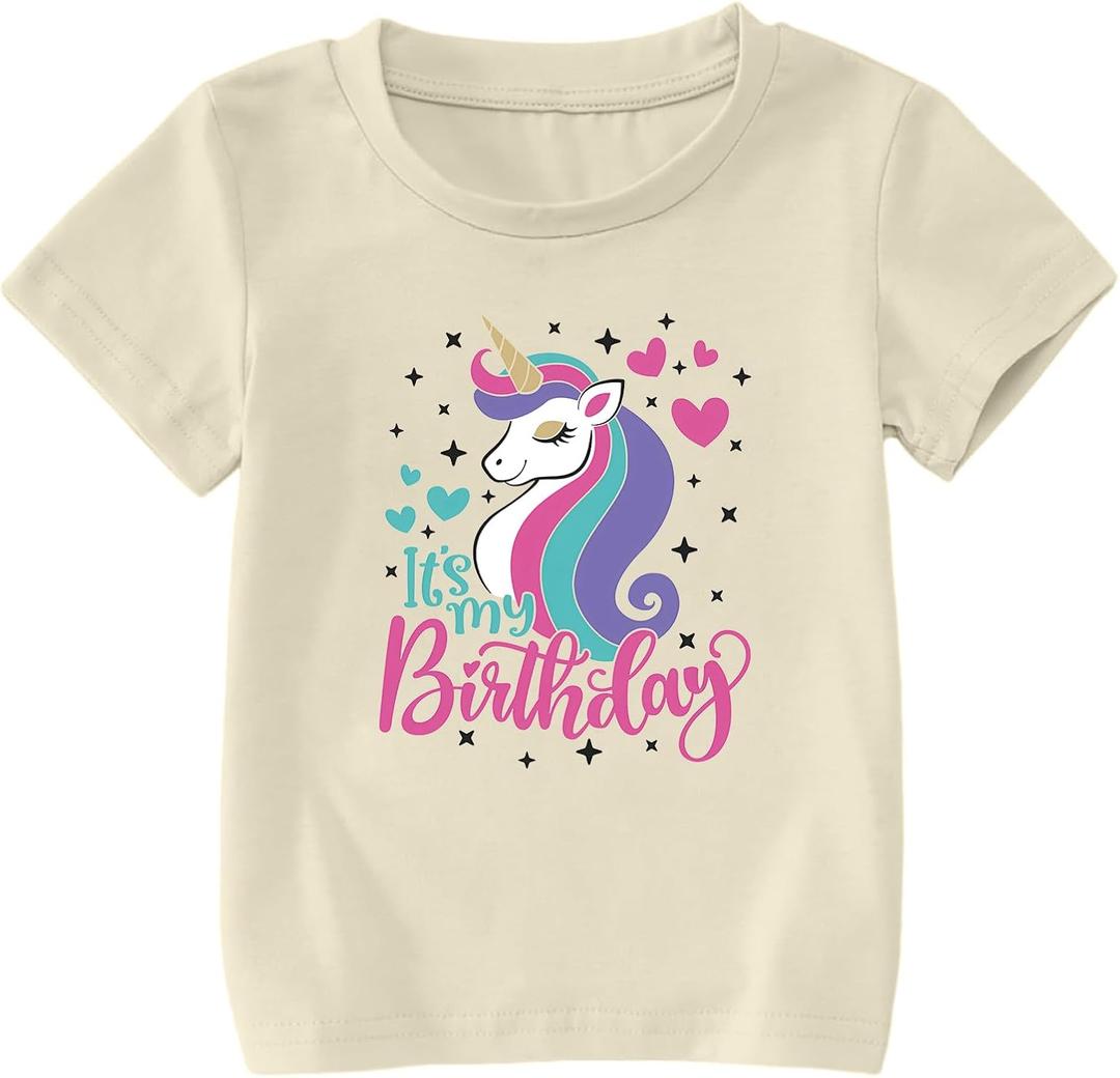 It's My Birthday Shirt for Toddler Girls 1st 2nd 3rd 4th 5th Girls Birthday Party Outfit Short Sleeve Gift T-shirt, 100