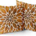 Mustard Yellow Dahlia Pillow Covers 20X20 Inch Geometry Floral Couch Pillow Cases Modern Abstract Flower Decorative Throw Pillows Set of 2 Home Decor for Living Room Bedroom Sofa Couch Bed Cushion