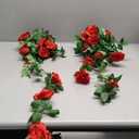 MUYG 2 Pack Artificial Rose Vine Garland Fake Roses Flowers Plants Vines Hanging Floral Leaves Decoration for Wedding Party Table Garden Arch Wall Home Room Decor (Red)