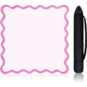 VioraWhite Scalloped Mahjong Mat Set 31.5" x 31.5" Cute Aesthetic Anti Slip Noise Reduction Games Table Cover Mahjong Accessories Gifts Domino & Tile Game Table Mat(Pink)