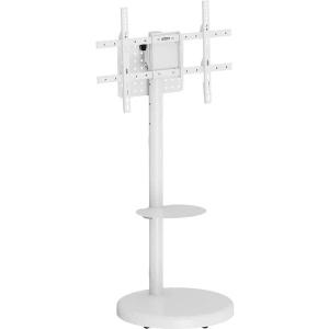 Rolling TV Stand for 10-46 Inch TVs, Small Mobile TV Cart with Shelf and Hidden Wheels,Portrait to Landscape,Modern Floor Mobile TV Stand for Living Room,Height Adjustable,Max VESA 200x200mm (White)
