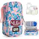 WIBOND Breast Milk Cooler Travel Bag, Real-Time Temperature Display, Holds 4-6 Breastmilk Storage Bag with 2 Breast Milk Ice Pack, Cooling & Waterproof Portable Cooler for Moms on the Go (Pink Flower)