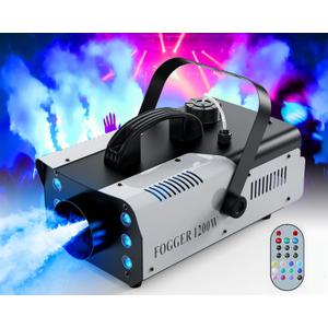 HOLDLAMP Fog Machine Halloween, Smoke Machine 1200W and 6000CFM with Wireless Remote Control and 6 Colorful LED Lights for Outdoor Indoor Christmas Wedding Stage Effect DJ Disco Party Stage