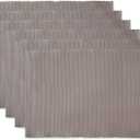 DII Basic Everyday Ribbed Tabletop 100% Cotton, Placemat Set, 13x19, Gray, 6 Piece