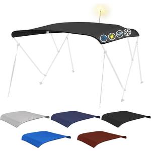 Fuprosico Bimini Top Replacement Canvas 900D Waterproof Bimini Top Cover Replace Canvas for Bimini Top Heavy Duty Replacement for Pontoon with Storage Bag,8'L 97"-103" W,Black,Canvas Only