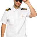 Spooktacular Creations 5 PCs Halloween Captain Costume Men, Sailor Costume Men, Sailor Uniform for Halloween Party Cosplay (White, L)