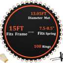 Trampoline Mat Replacement-Fits 15ft Trampline Frame with 96/108 Rings for Choose,Fits 5.3"-8.5" Springs, Mat Diameter 13.05ft-13.56ft,Spring and Frame not Included