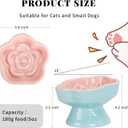 S&Q's CERAMICS Raised Slow Feeder Cat Bowl, Ceramic Elevated and Titled Glass Food Bowl Small Dogs Slow Feeder, Flower Shaped Cute Cat Dish for Dry and Wet Food (Pink, 5.8")