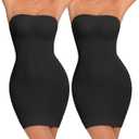 Strapless Shapewear for Women Full Slip shapewear dress Tummy Control slip for women under dress (Black, L)