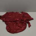 GRACE KARIN Womens Sequin Tops 2025 Ruffle Sleeve Sparkly Shirt, Glitter Party Blouses Dressy Concert Disco Outfits (XX-Large, Burgundy)