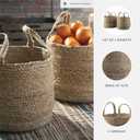 Signature Design by Ashley Brayton Jute 2 Piece Braided Basket Set With Handles, Large Basket 14" W x 14" D x 11" H, Medium Basket 12" W x 12" D x 10" H, Light Brown