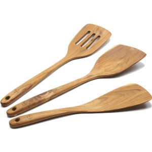 FAAY 3-in-1 Wooden Spatulas, Kitchen Utensils, Cooking Utensil, 100% Healthy Utensils from High Moist Resistance Teak, Eco-Friendly Wood Spatula for Non Stick Cookware