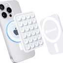 Anteel Silicone Grip Secure Mirror Shower Phone Holder for iPhone 16/15/14/13/12, Magnetic Suction Phone Mount for MagSafe Case, Hands-Free Selfie/Video for TikTok Creator/Influencer (White)