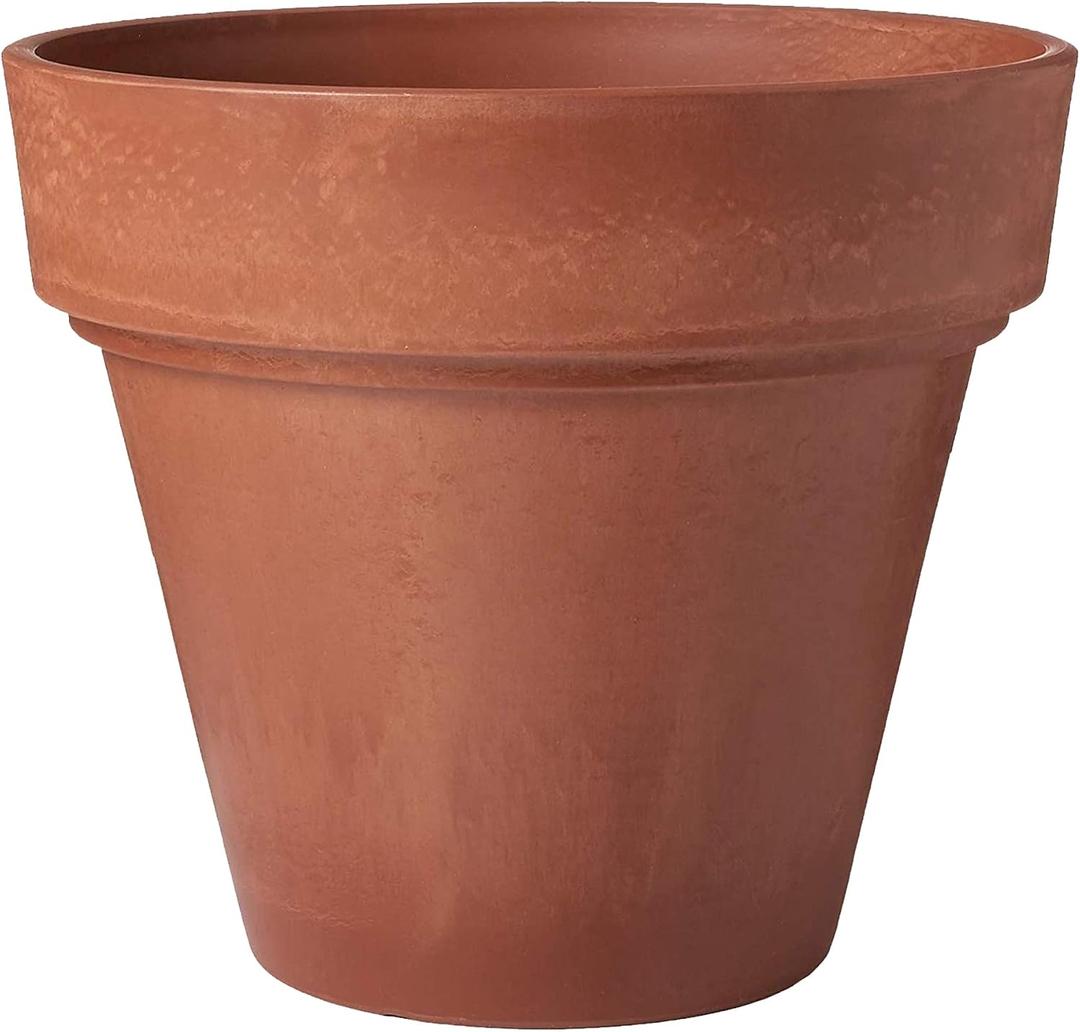 PSW OT35TC Traditional Pot, 14 by 13-Inch, Plastic/Stone/Wood Composite Plant Traditional Pot No Drainage Hole (Drillable), Indoor/Outdoor Planter, Terra Cotta Color, 14x13