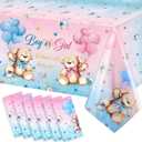 Capoda 6 Pcs Bear Baby Shower Tablecloths Gender Reveal Table Covers Rectangle Plastic Bear Table Cloths for Baby Shower Gender Reveal Party Decorations