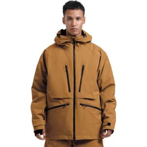 GSOU SNOW Snowboard Jacket Womens Ski Jacket Mens Snow Coat Baggy Waterproof Insulated Winter Hooded Mountain Coats (Large, Coffee)