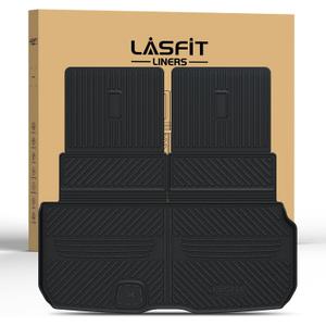 LASFIT Cargo Mat & Backrest Mat for Mercedes Benz GLS 450/580 / 63 AMG 2026 2025 2024 2023 2022 2021 2020, All Weather TPE Waterproof Cargo Liner Custom Fit GLS 2020-2026 Trunk Mat with Seatback