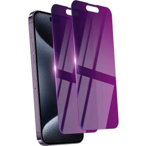 2 Pack Privacy Screen Protector for iPhone 15 Pro Max Tempered Glass for 15 ProMax 6.7inch Private Saver Anti-Spy Anti-Blue Light Eye Protection Anti-Scratch Full Coverage
