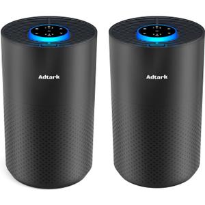 2 Pack Air Purifiers for Home Bedroom, ADTARK Air Cleaner with H14 True HEPA 3-in-1 Filter, Sleep Mode & Aroma Function, 3 Light Modes, Room Air Purifier with 3 Timer for Office, Dorm, Hotel (Black)