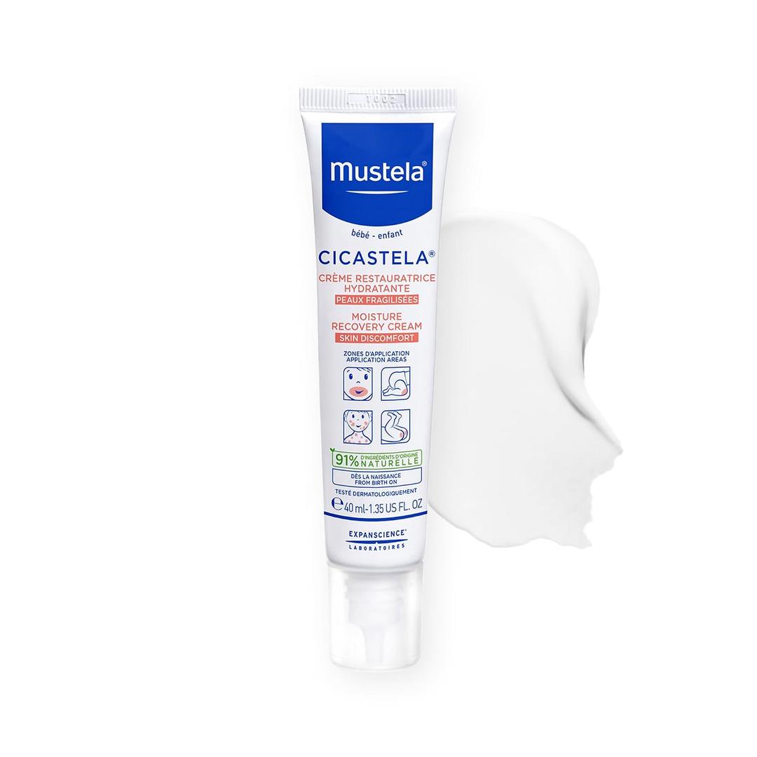 Mustela Cicastela Moisture Recovery Cream - Multipurpose Baby Ointment for Skin Discomfort - with Natural Avocado & Hyaluronic Acid - Fragrance-Free - 1.35 fl. Oz. ED 02/2029