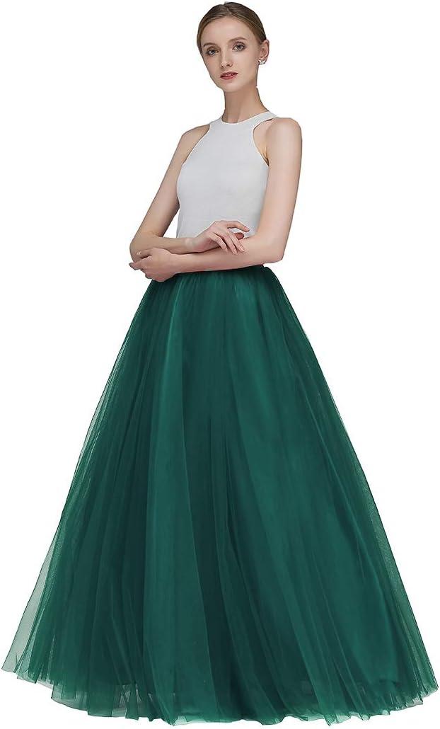 EllieHouse A Line Long Full Bridesmaid Tulle Skirt for Wedding Evening Party Prom P68 (Medium)
