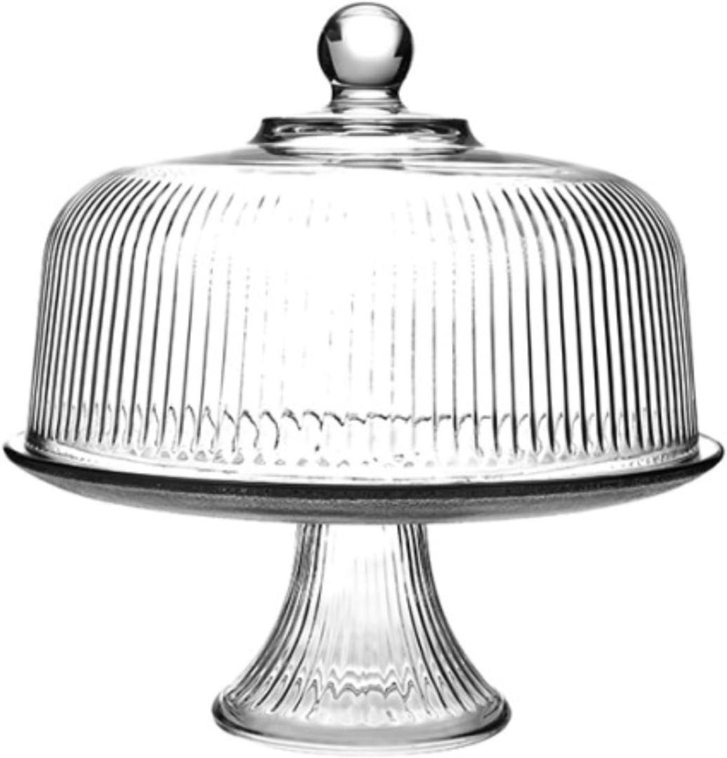 Anchor Hocking Monaco Glass Cake Stand  Elegant Display for Cakes, Desserts, and Pastries  Durable, Dishwasher Safe  Perfect for Weddings, Events, and Everyday Use  Made in USA