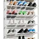 AQQHSAIN 10 Tier Over The Door Shoe Organizer Wall Shoe Shelf Shoe Holder Door Shoe Rack for Closet Pantry Hanging Shoes Clothes Toys Storage Shelves (White), 9.06 inches x 23.6 inches x 2.4 inches