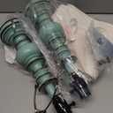 BOBOMOMO 20" Distressed Teal Bedside Lamps Set of 2, Hand-Painted Vintage Resin Lamps with Linen Shades, Cottage Farmhouse Lamp for Living Room, Bedroom, and Hallway, Space-Saving Accent Lamps