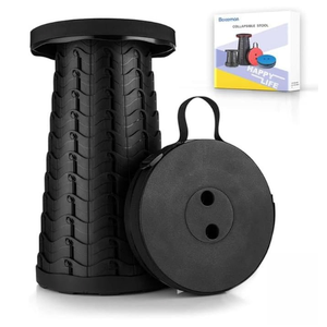 Boreeman Collapsible Stool, Portable Folding Stool Equipped with One Set Cushion and Carry Bag