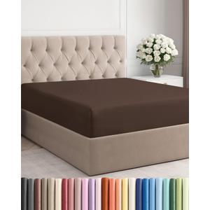 Cal King Fitted Bed Sheet - Bottom Single Fitted Sheet Only - Ultra-Soft Hotel Luxury Bedding w/ 8-16 Inch Deep Pockets - Breathable, Cooling & Wrinkle Free - Easy-Fit, Fade & Shrink Resistant - Brown