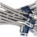 (12 Pcs 12 Inch) PLUMBINGMASTER Toilet Water Supply Line, 3/8" Comp x 7/8" BC Braided Stainless Steel Toilet Supply Line, Toilet Connector Hose with Anti-Leaking Brass Nut