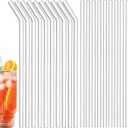 Glass Straws  24pcs Clear Glass Straw Set, 10'' Reusable Straws With Cleaning Brush For Tumblers, Tervis, Mason Jars (Clear)