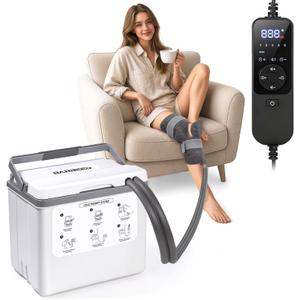 Cold Therapy Machine with Programmable Timer, Ice Machine for Knee After Surgery, Portable Ice Therapy Knee Replacement Recovery System, Ice Therapy Machine with Quiet Pump, Reduces Swelling, White