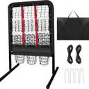 9 Hole Pitching Net with Strike Zone and Handbag, 2X3' Fixed by 4 Ground Stakes or 2 Sandbags. Adjustable Heights(39-46in) for Pitching Target Net