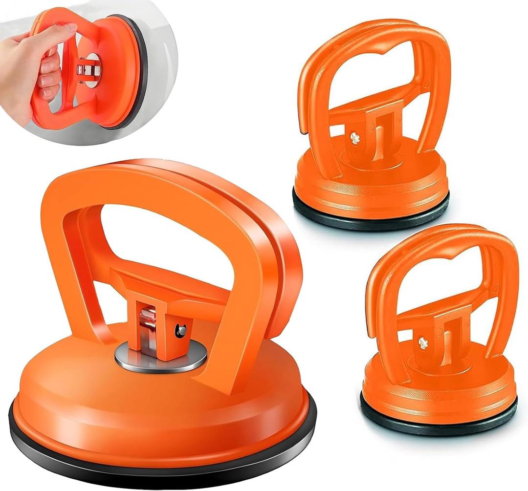 LILITUAN Car Dent Puller,3 PCS Powerful Suction Cup Dent Puller Dent Remover Tool Car Dent Removal Kit and Dent Repair Kit for Cars Body,Glass,Screen,Tiles Lifting (1 Large Orange+2 Small Orange)