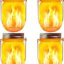 Solar Mason Jar Flicker Lights Upgraded, 4 Pack Flickering Torches Lights Outdoor Hanging Lanterns Landscape Decoration Lighting Dusk to Dawn Auto On/Off Security Halloween Torch Lights