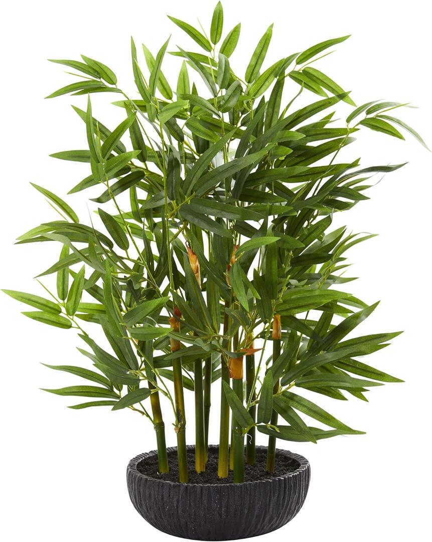 Nearly Natural 20" Bamboo Artificial Silk Plants, Green