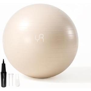 Exercise Ball for Workouts, 9 Inch Pilates Ball Anti-Burst and Slip Resistant Yoga Ball for Gym Fitness and Physical Therapy (White 55cm)