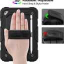SEYMAC stock Case for iPad mini 5/4 with Screen Protector Pencil Holder [360 Rotating Hand Strap] & Stand, Drop-Proof Case for iPad mini 5th/4th Generation 7.9 inch (Black)