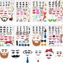 Tenceur 48 Sheets Face Expression Stickers for Crafts Clown Human Mouth Eyes Nose Decals Creative Stationery Make a Face DIY Stickers for Halloween Holiday Party Supplies(Funny)