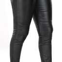 WAYRUNZ Womens High Waisted Stretch Faux Leather Pants PU Coated Legging Juniors (Black)
