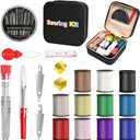 MASHDE 74 PCS Sewing Kit, Big Eye Steel Sewing Needles Kit with Storage Box, Include 55 Steel Needles for Hand Sewing, 11 Colored Threads, Tape Measure, Needle Threaders, Thimbles, Seam Rippers