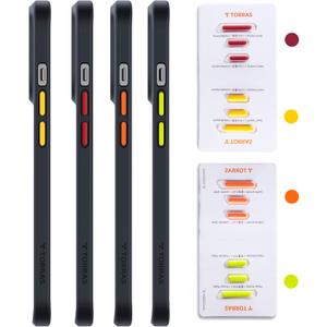 TORRAS Detachable Button Compatible for Shockproof iPhone 14 Case/iPhone 13 Case/iPhone 12 Case/iPhone 11 Case, Green/Orange/Red/Yellow