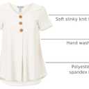 Star Vixen Womens Elbow Sleeve Button Front Flowy Tank Top with Pleated Detail (White)