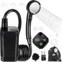 Portable Shower for Camping, [Long-Lasting] Spopal 6000mAh Rechargeable Camping Shower with Intelligent LED Display, 4 Spray Modes, IPX7 Waterproof Outdoor Camp Pump for Hiking, Travel, Car, Pet (Black)