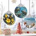 3" Stained Glass Ornaments for Christmas Tree, Heirloom Keepsake, Gift Idea - Sea Turtles