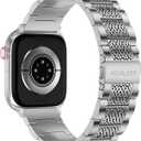 Wearlizer Stainless Steel Band Compatible with Apple Watch Band 42/41/40/38mm Men Women, Zigzag Weave Durable Metal Strap for iWatch Series 11 10 9 8 7 6 5 4 3 SE/Ultra 3 2 1StarLight&Black