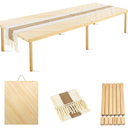 Folding Picnic Table with Table Runner, Portable Boho Low Picnic Table for Indoor Outdoor, 80" x 30" Wooden Table with Adjustable Heights for Camping, Wedding, Beach, Garden, Party (Large Size for 8)