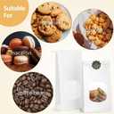 BagDream Bakery Bags with Window 100Pcs 4.5x2.36x9.6 Inches White Kraft Paper Bags with Window, Tin Tie Tab Lock, for Bakrery, Cookie, Coffee Bean, Snack, 100 Count